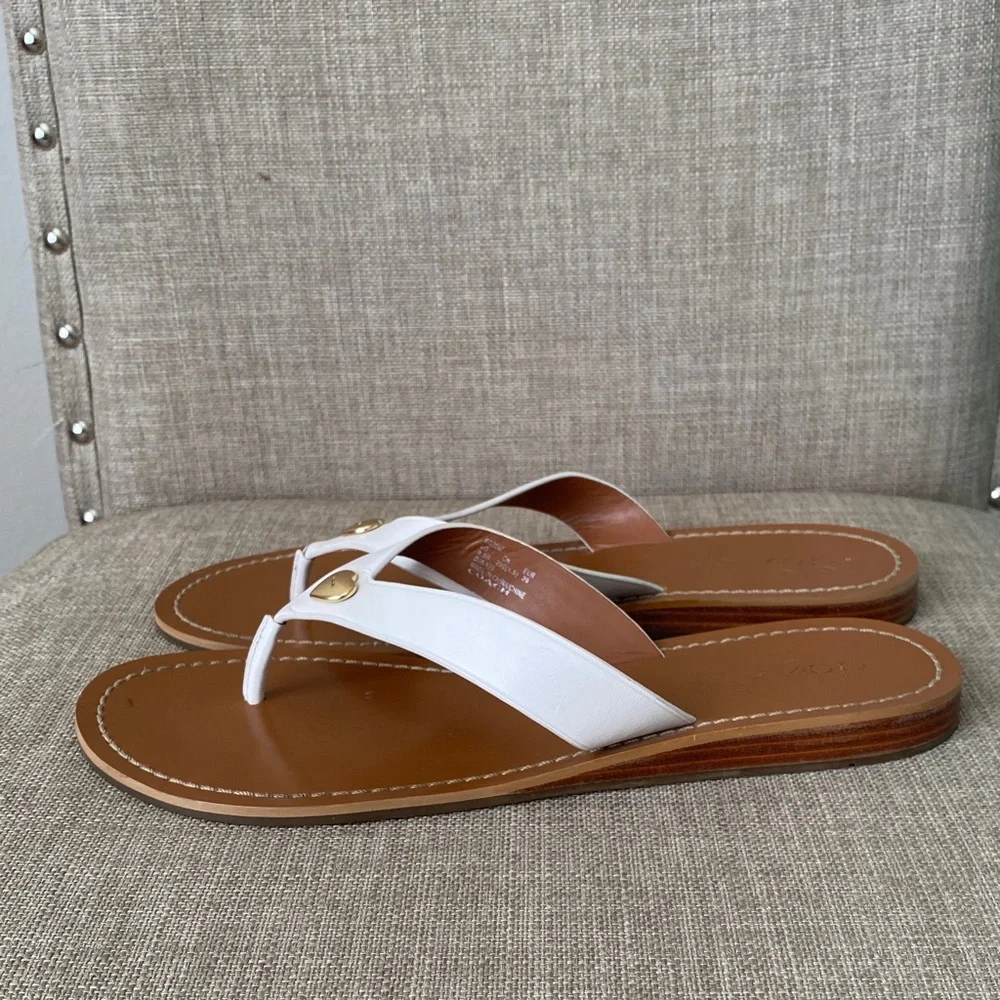 Coach Women's White and Brown Sandals - Picture 4 of 12